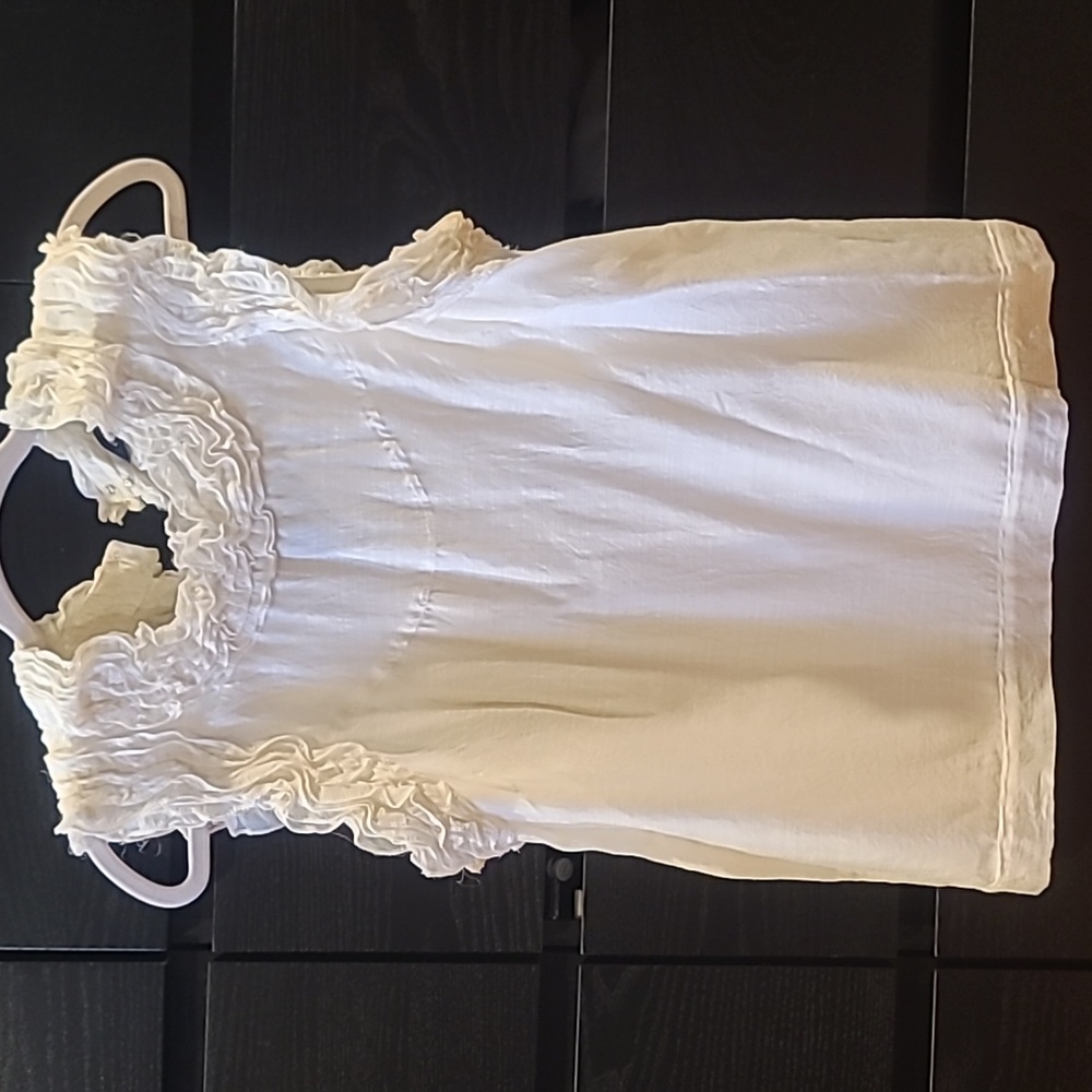 French Connection ivory silk ruffle tank top 10